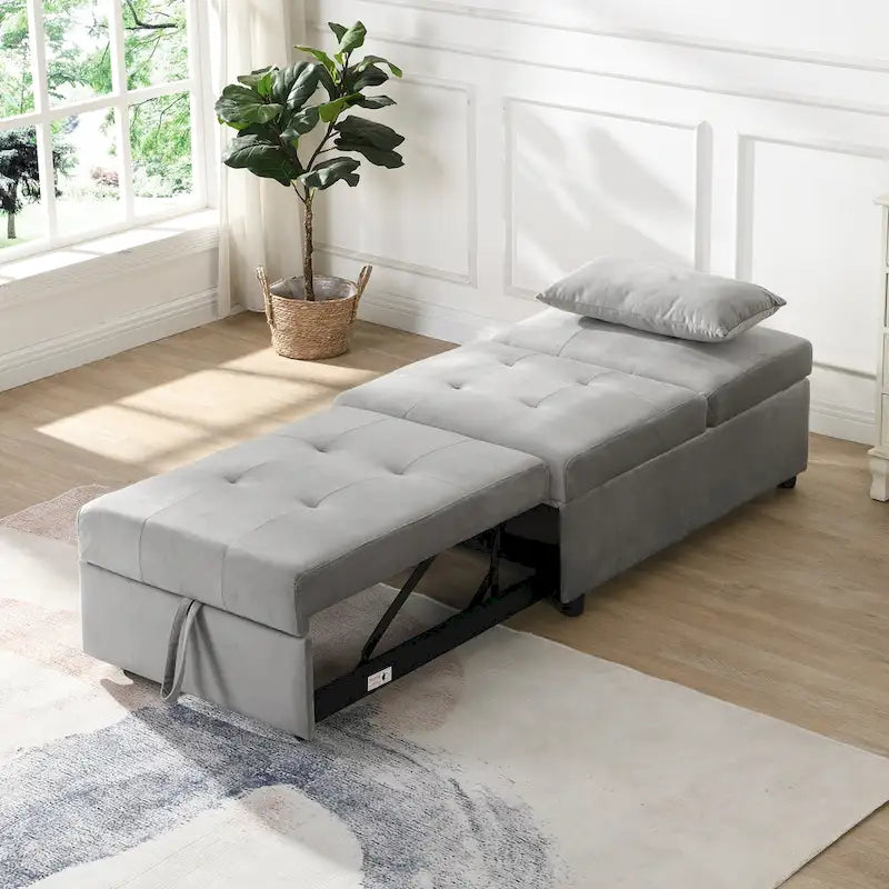 Canapé-lit pliant ottoman - Gris
