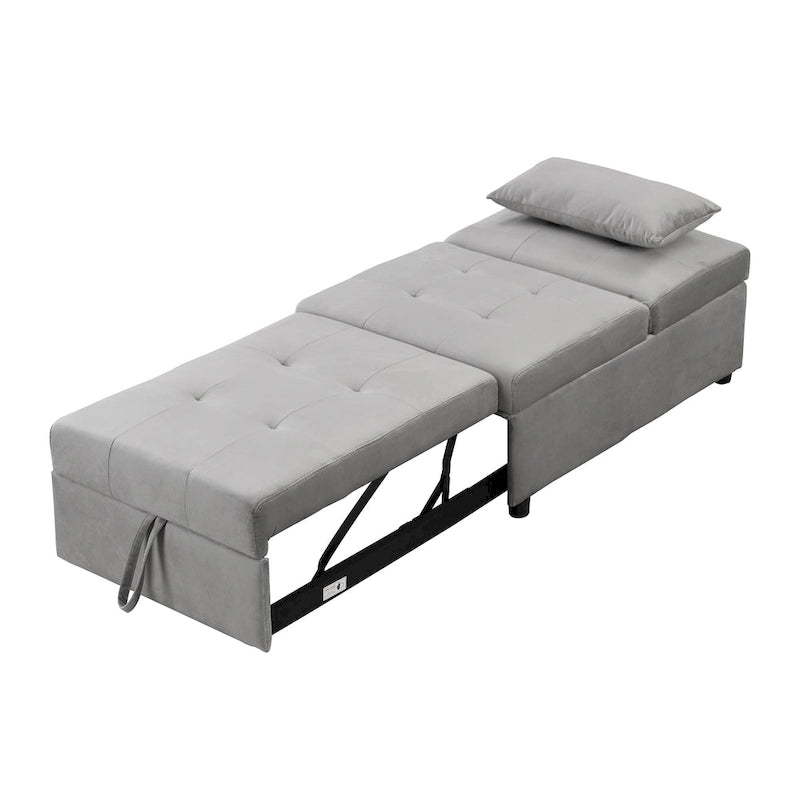 Canapé-lit pliant ottoman - Gris