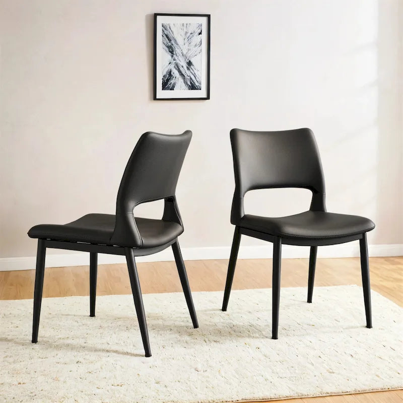 Lot de 2 chaises de salle à manger modernes minimalistes en cuir PU