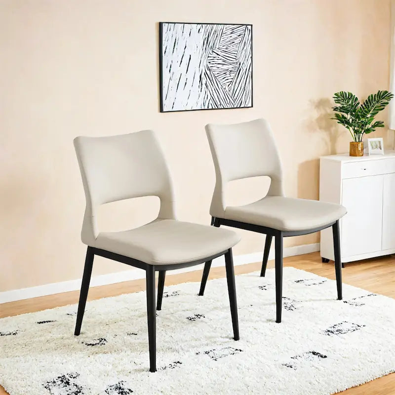 Lot de 2 chaises de salle à manger modernes minimalistes en cuir PU