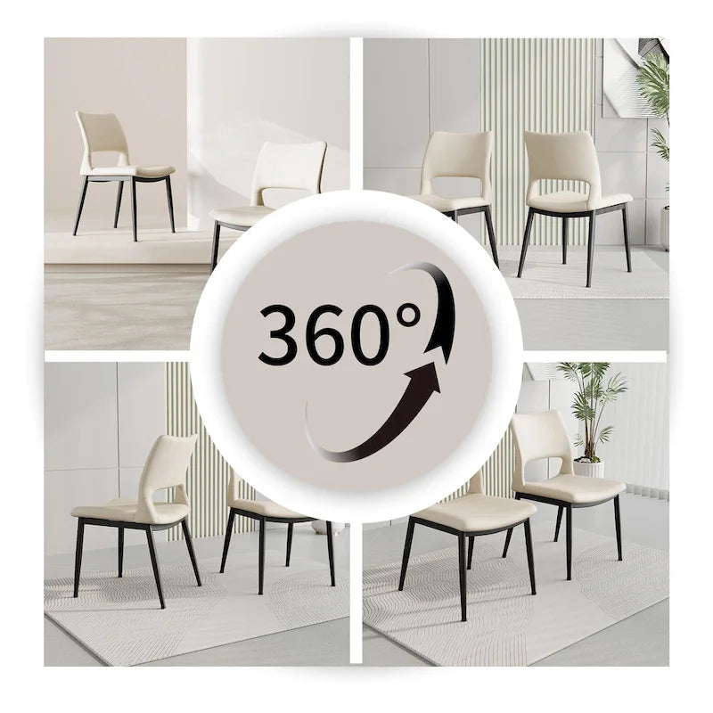 Lot de 2 chaises de salle à manger modernes minimalistes en cuir PU