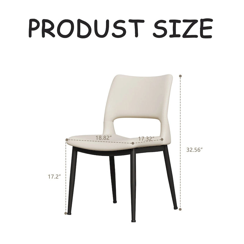 Lot de 2 chaises de salle à manger modernes minimalistes en cuir PU
