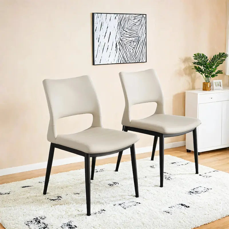 Lot de 2 chaises de salle à manger modernes minimalistes en cuir PU