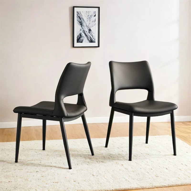 Lot de 2 chaises de salle à manger modernes minimalistes en cuir PU