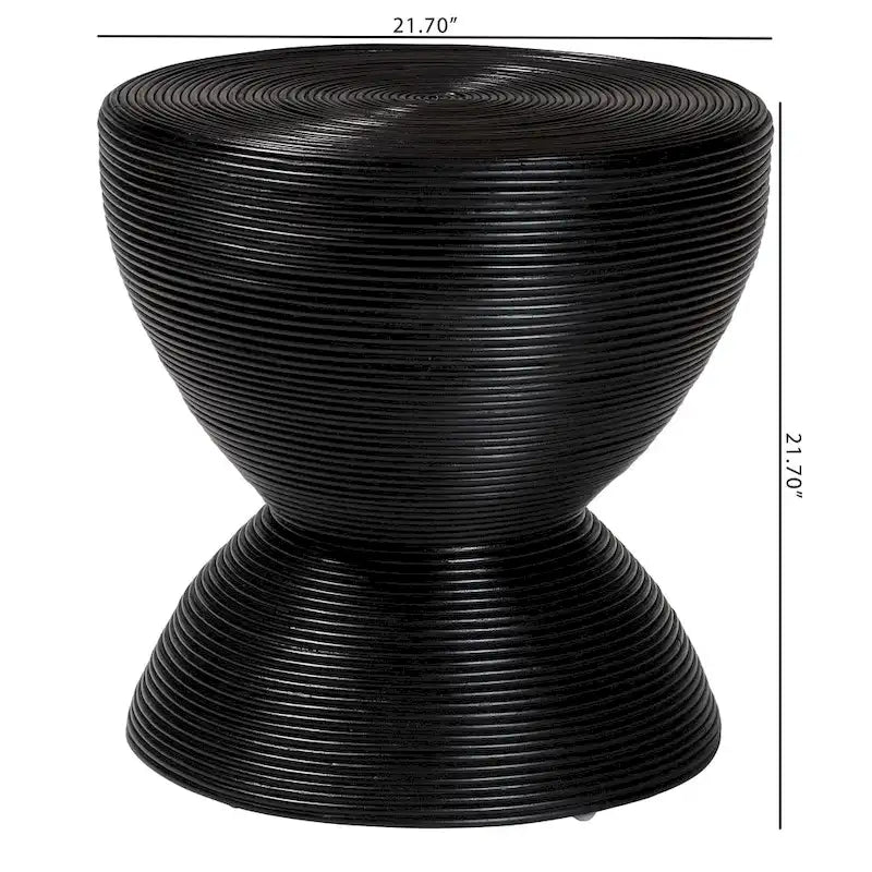 Table d'appoint en rotin naturel - table d'appoint sculpturale en forme de sablier, décoration de salon de style bohème.
