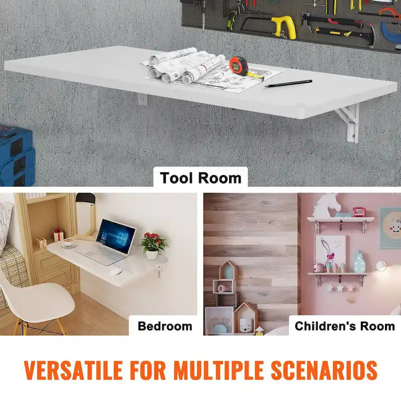 Bureau mural flottant, Table pliable pour la maison ou le bureau