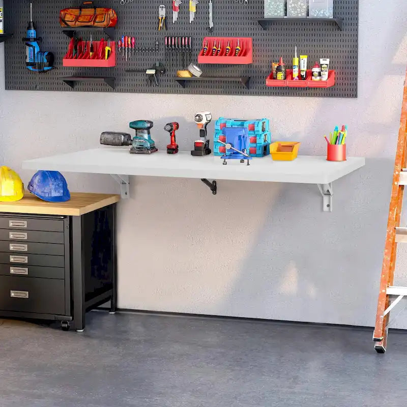 Bureau mural flottant, Table pliable pour la maison ou le bureau