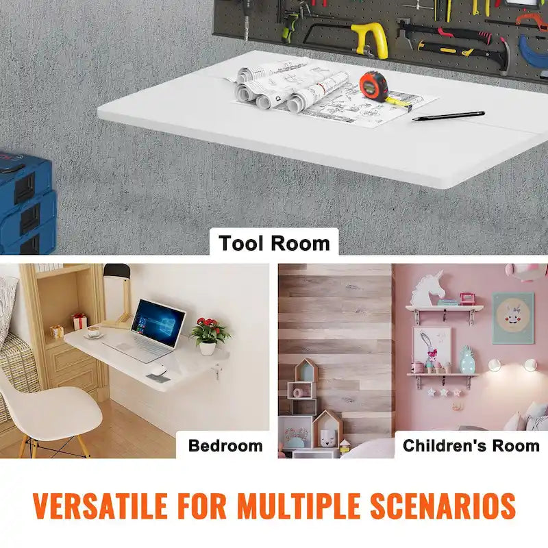 Bureau mural flottant, Table pliable pour la maison ou le bureau
