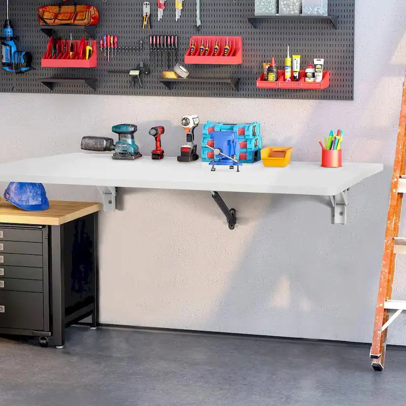 Bureau mural flottant, Table pliable pour la maison ou le bureau