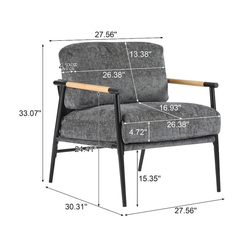 27.56 Fauteuil d'appoint moderne avec coussins moelleux