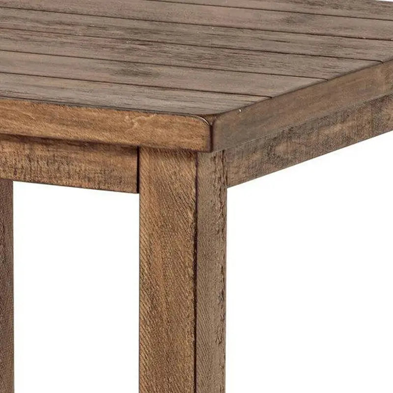 Table d'appoint à étagère unique, bois marron vieilli, carrée, 50,8 cm
