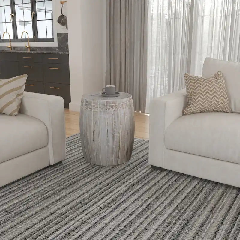 Table d'appoint Serenity avec plateau rond de 40 cm, en manguier blanc antique