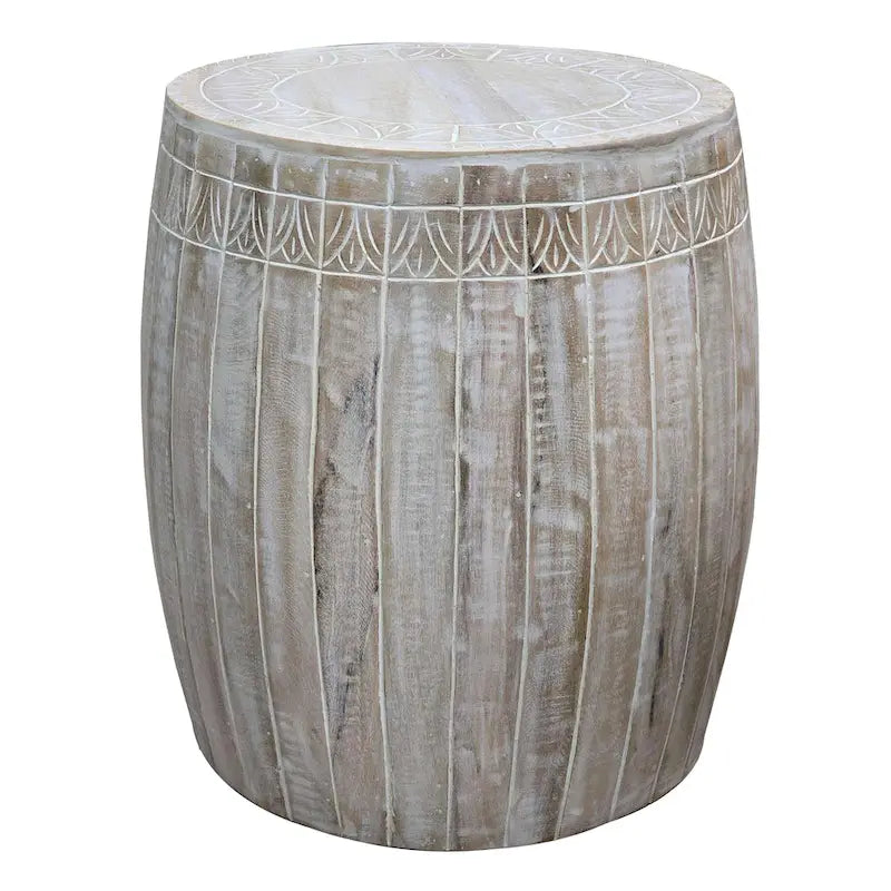 Table d'appoint Serenity avec plateau rond de 40 cm, en manguier blanc antique