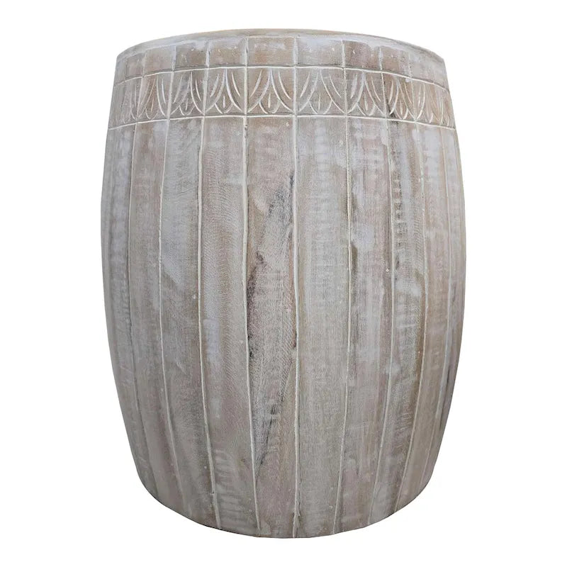Table d'appoint Serenity avec plateau rond de 40 cm, en manguier blanc antique