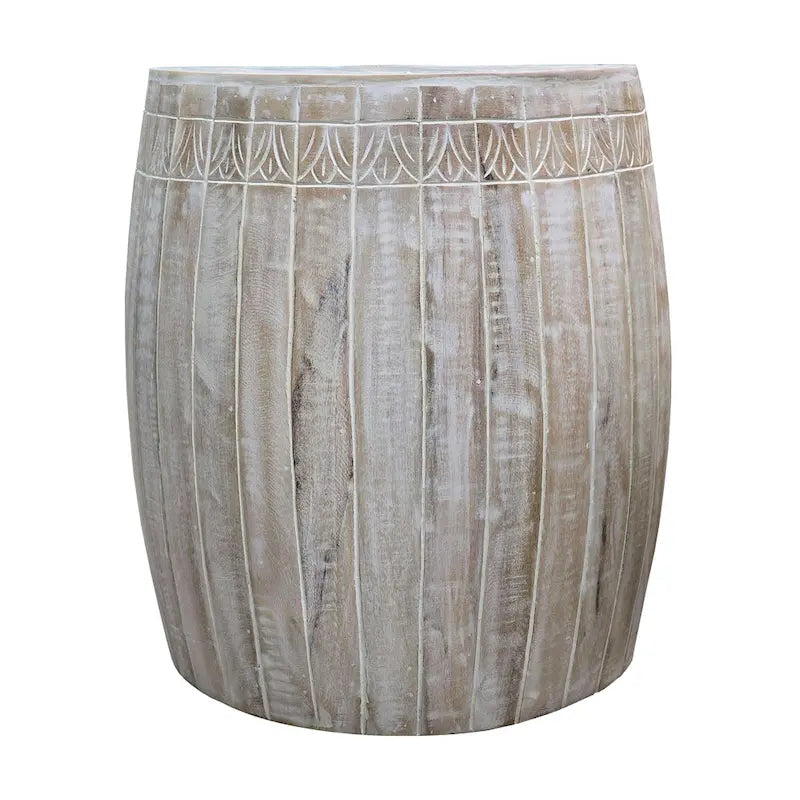 Table d'appoint Serenity avec plateau rond de 40 cm, en manguier blanc antique