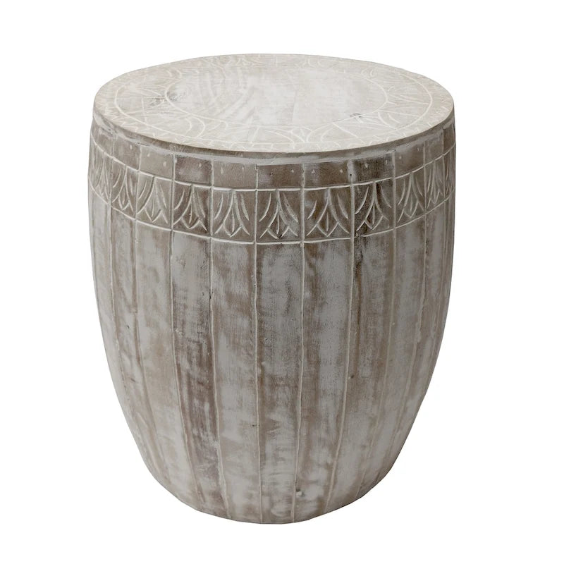 Table d'appoint Serenity avec plateau rond de 40 cm, en manguier blanc antique
