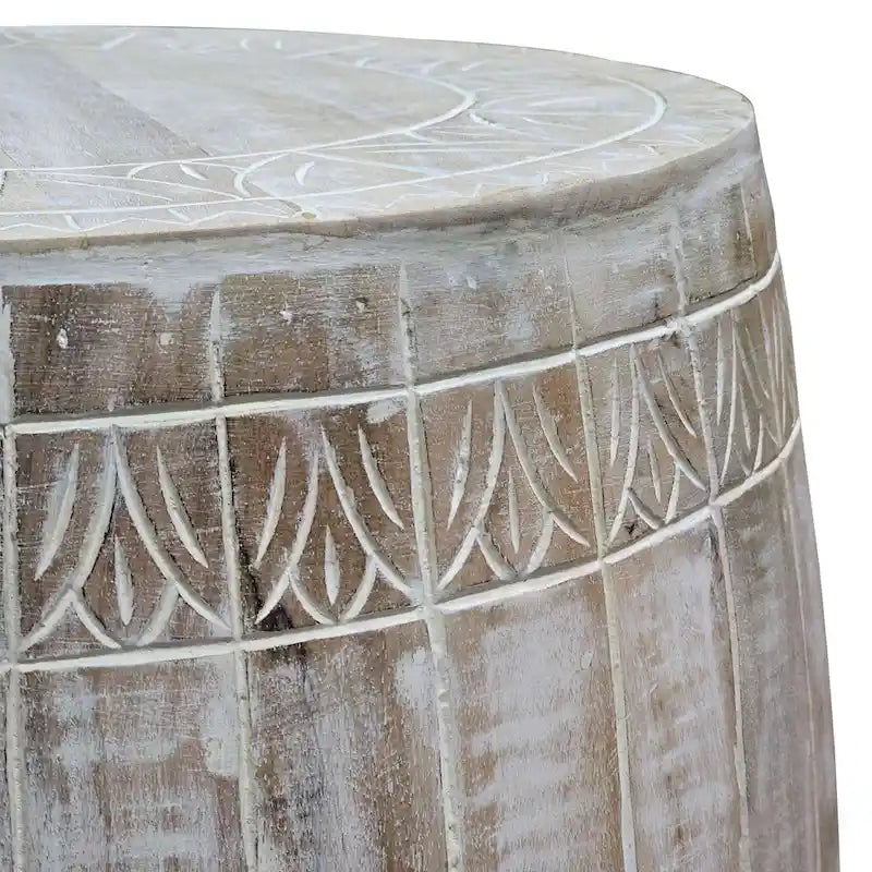 Table d'appoint Serenity avec plateau rond de 40 cm, en manguier blanc antique