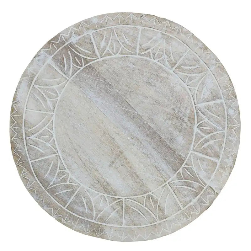 Table d'appoint Serenity avec plateau rond de 40 cm, en manguier blanc antique