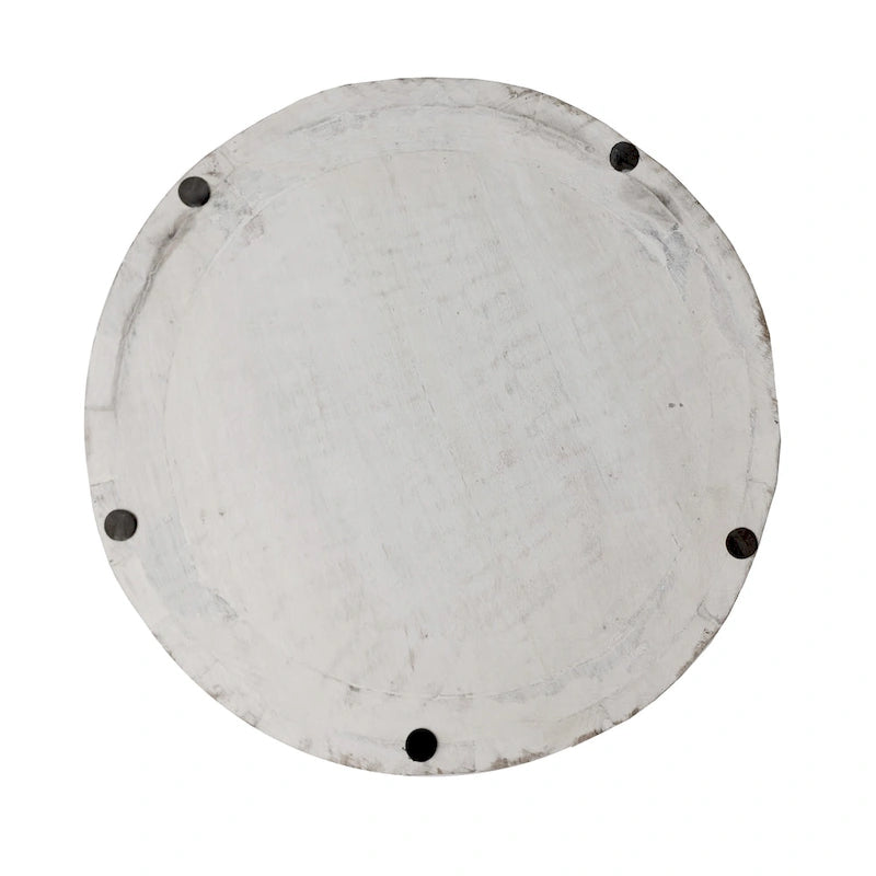 Table d'appoint Serenity avec plateau rond de 40 cm, en manguier blanc antique