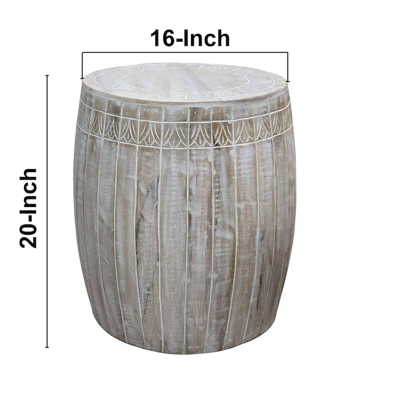 Table d'appoint Serenity avec plateau rond de 40 cm, en manguier blanc antique