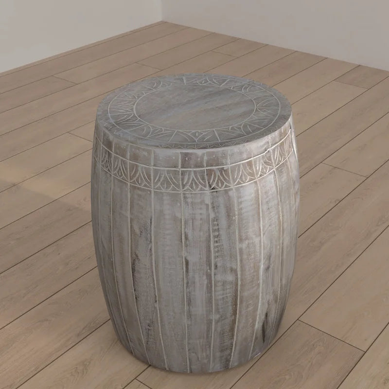 Table d'appoint Serenity avec plateau rond de 40 cm, en manguier blanc antique