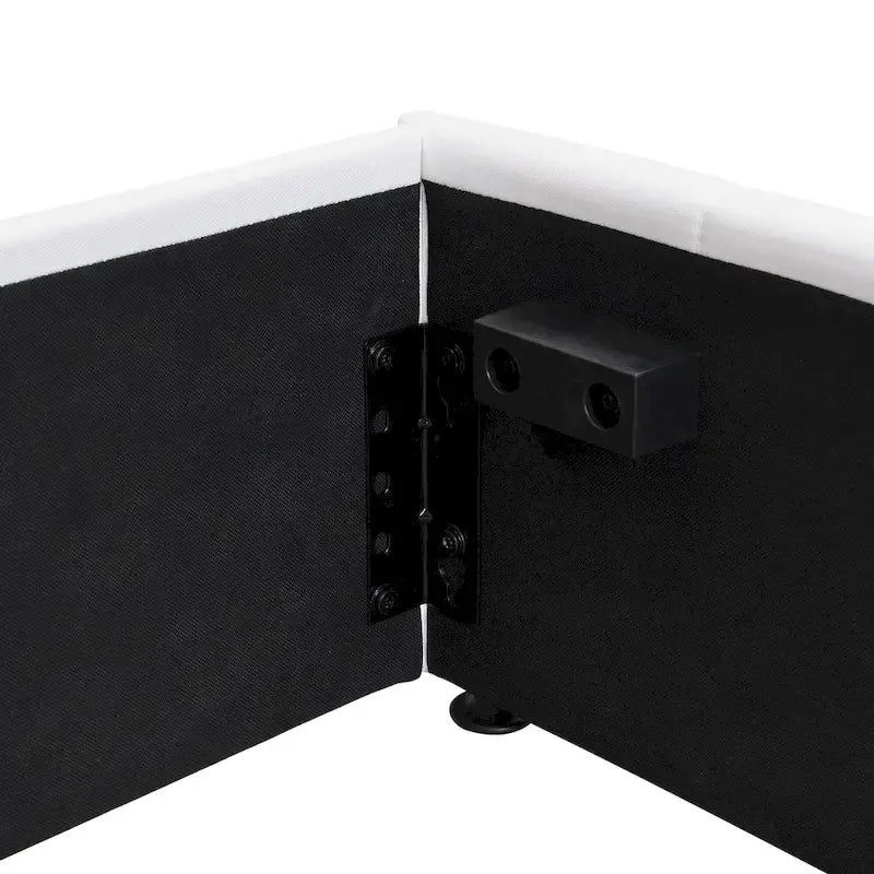 Lit plateforme rembourré avec système de rangement hydraulique