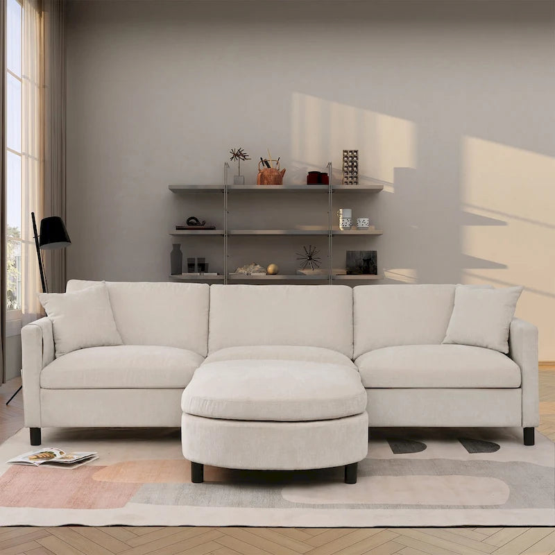 Quatre canapés d'angle avec poufs amovibles