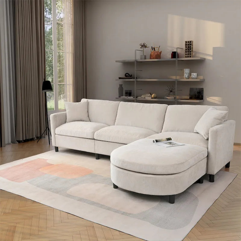 Quatre canapés d'angle avec poufs amovibles