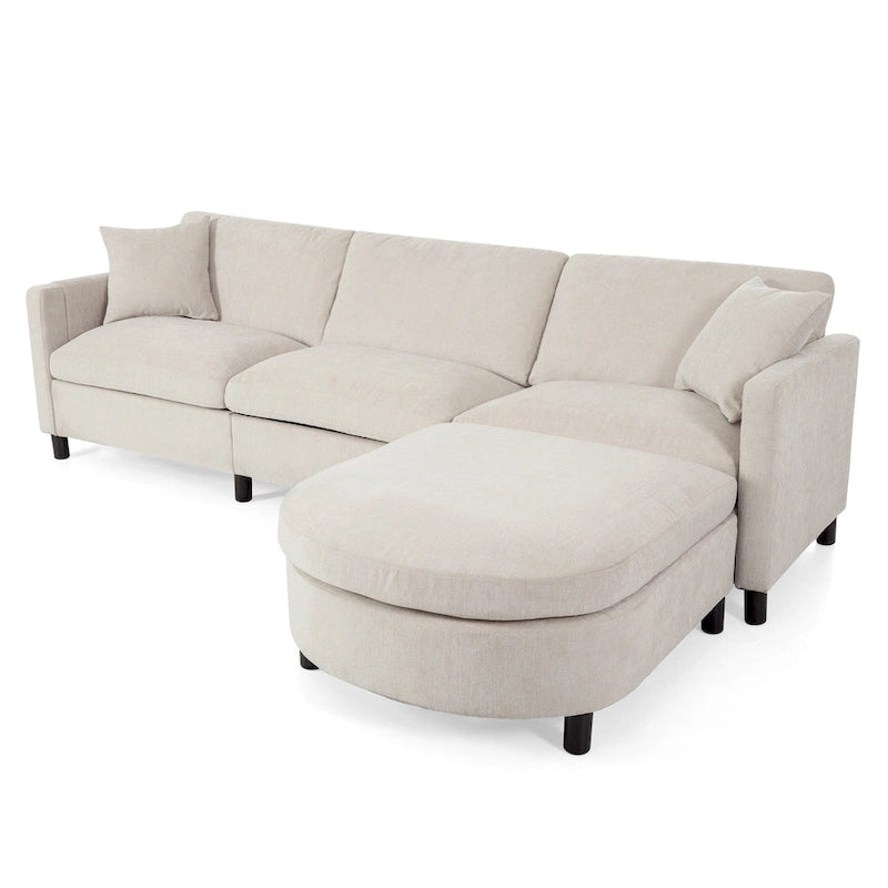 Quatre canapés d'angle avec poufs amovibles