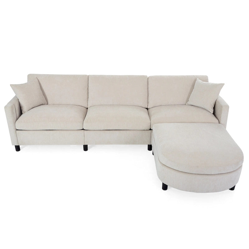 Quatre canapés d'angle avec poufs amovibles