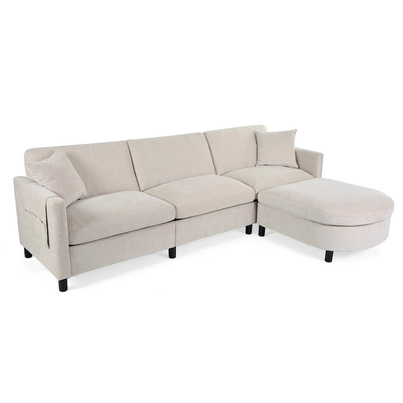Quatre canapés d'angle avec poufs amovibles