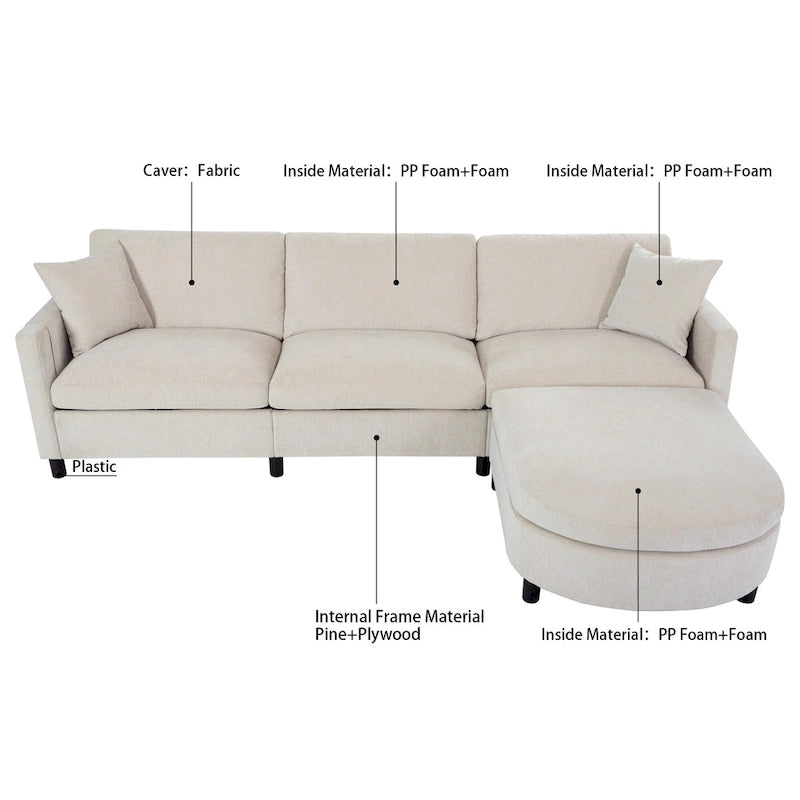 Quatre canapés d'angle avec poufs amovibles