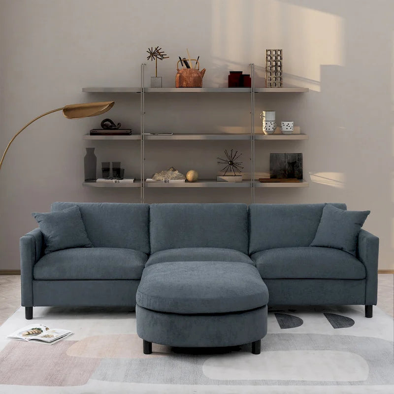 Quatre canapés d'angle avec poufs amovibles