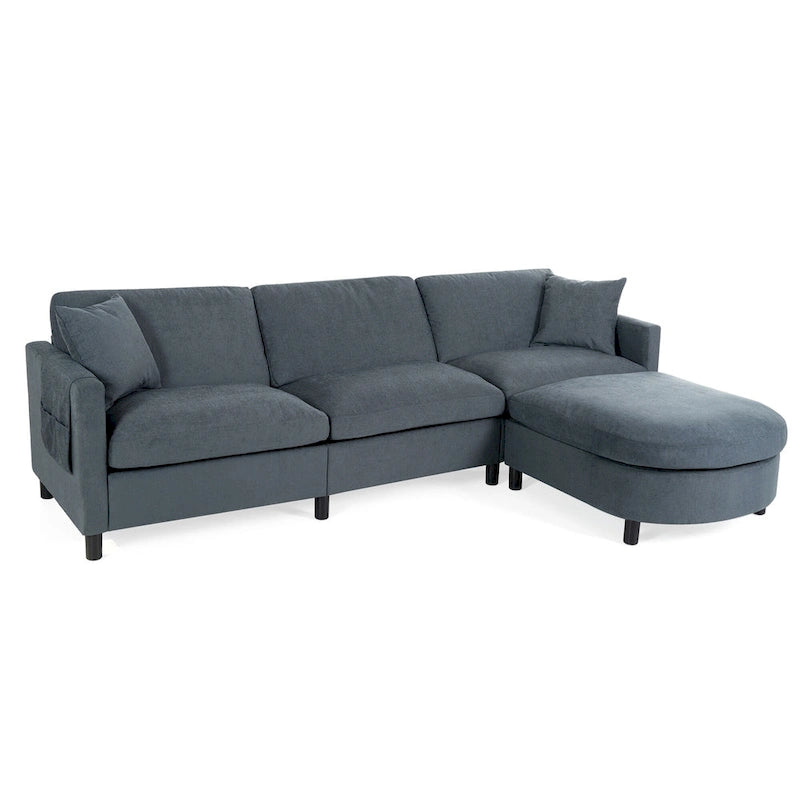 Quatre canapés d'angle avec poufs amovibles