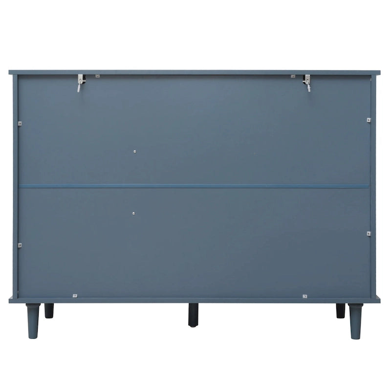 Commode horizontale de style rétro 47.24 avec 3 tiroirs et 3 portes, panneau sculpté pour chambre à coucher, salon