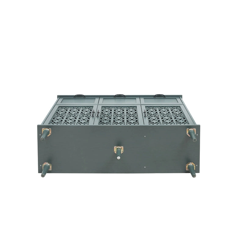Commode horizontale de style rétro 47.24 avec 3 tiroirs et 3 portes, panneau sculpté pour chambre à coucher, salon