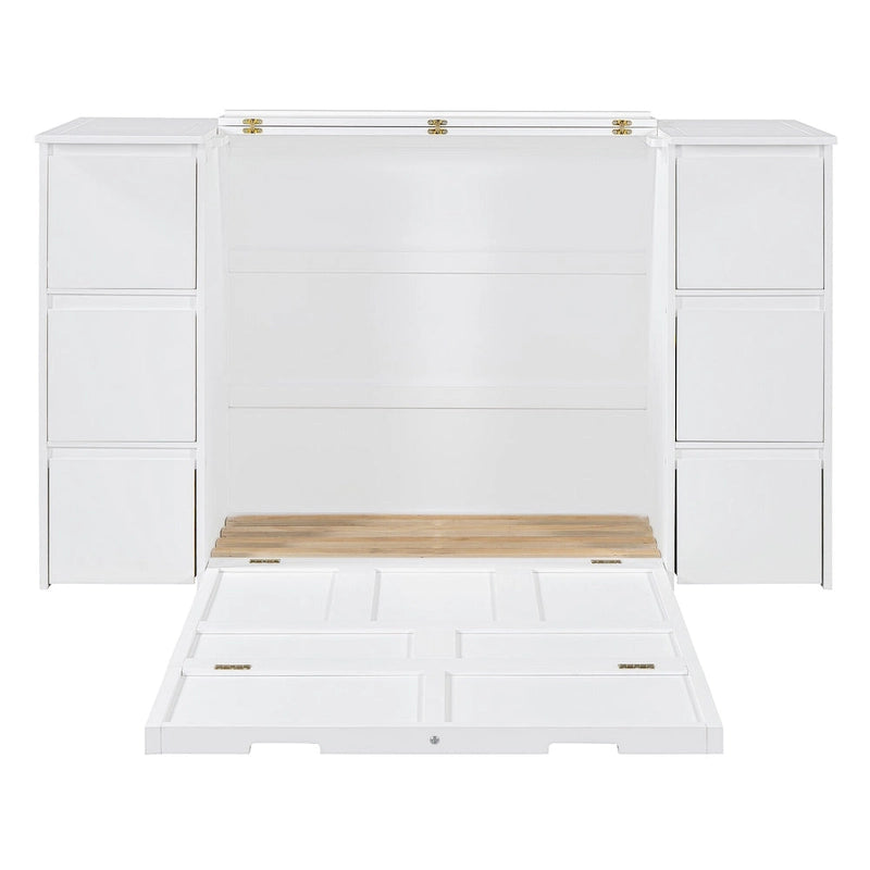 Lit escamotable avec tiroirs, armoires et ports USB
