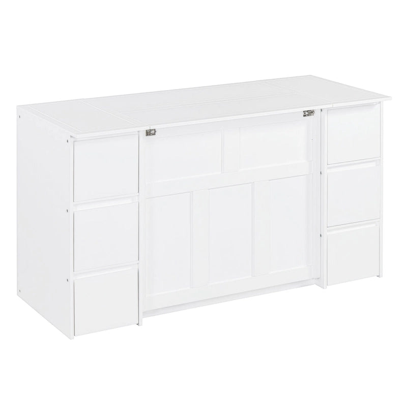 Lit escamotable avec tiroirs, armoires et ports USB