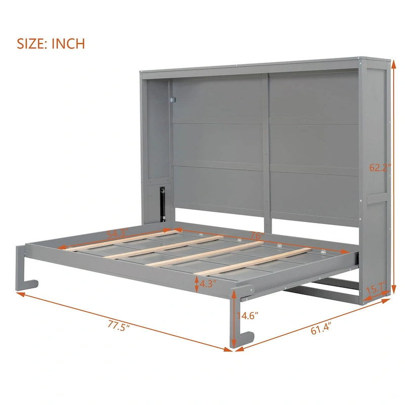 Full Wooden Wall Murphy Bed, Space-Saving