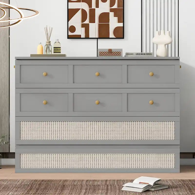 Lit escamotable gris deux places avec rangements modulables et grands tiroirs