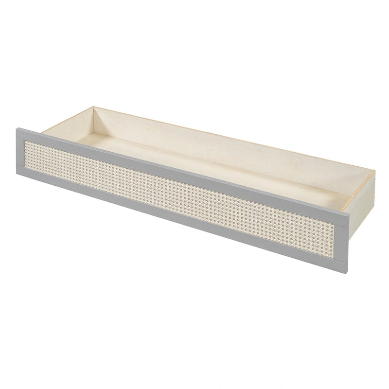 Lit escamotable gris deux places avec rangements modulables et grands tiroirs
