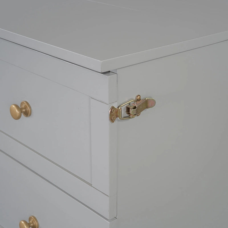 Lit escamotable gris deux places avec rangements modulables et grands tiroirs