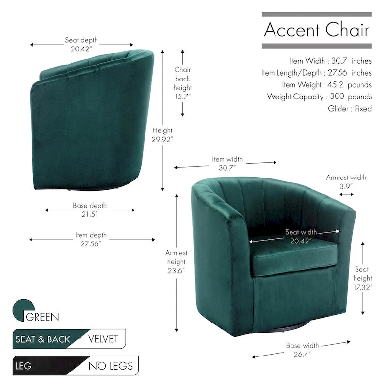 Fauteuil club pivotant d'appoint en velours