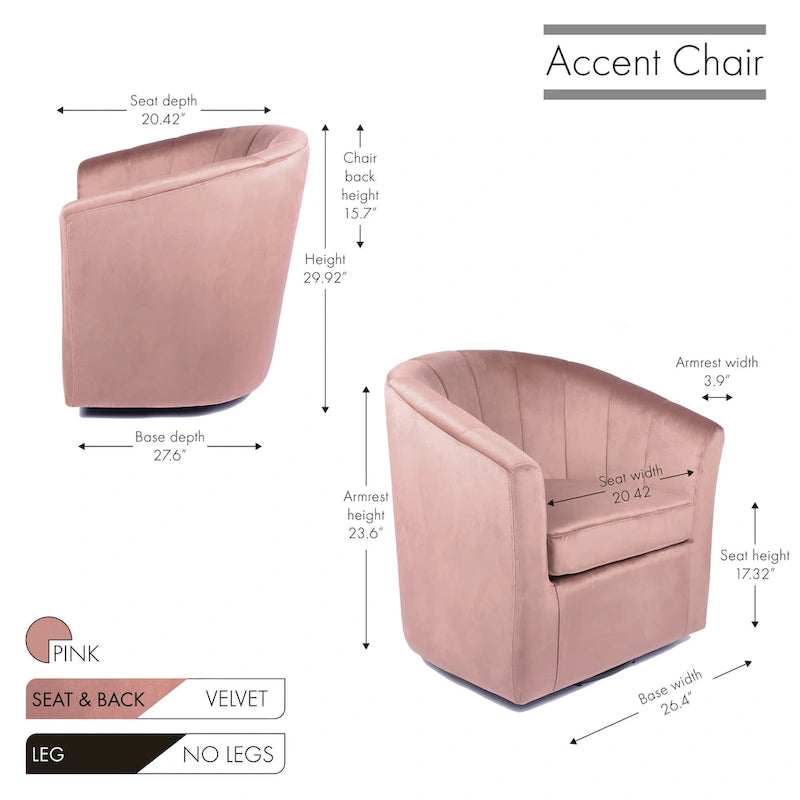 Fauteuil club pivotant d'appoint en velours
