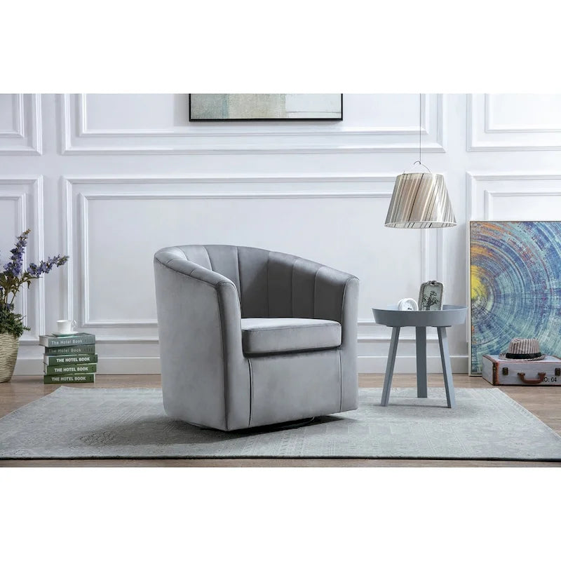 Fauteuil club pivotant d'appoint en velours