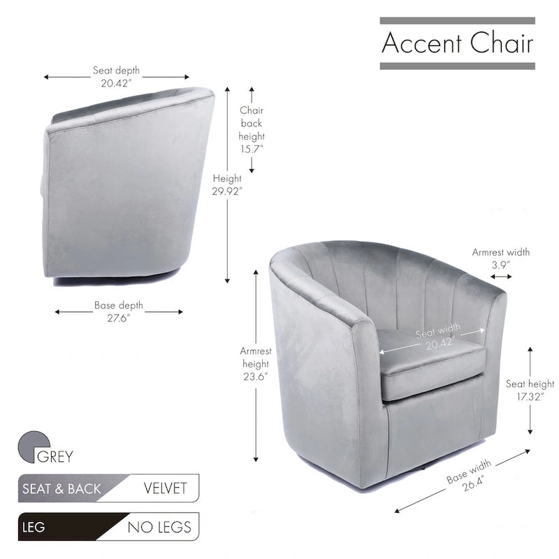 Fauteuil club pivotant d'appoint en velours