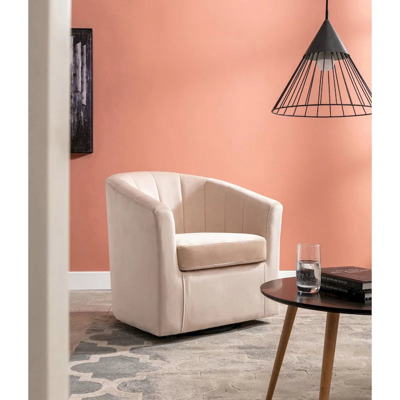 Fauteuil club pivotant d'appoint en velours