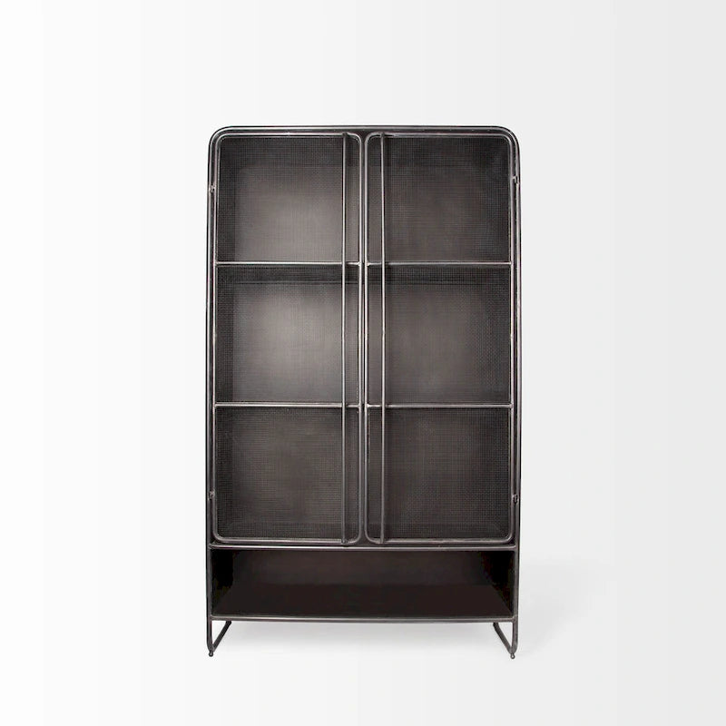 Vitrine en maille métallique polie marron foncé