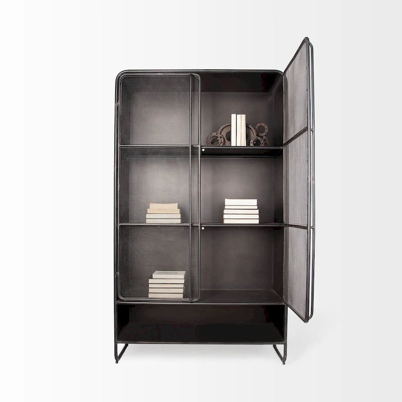Vitrine en maille métallique polie marron foncé