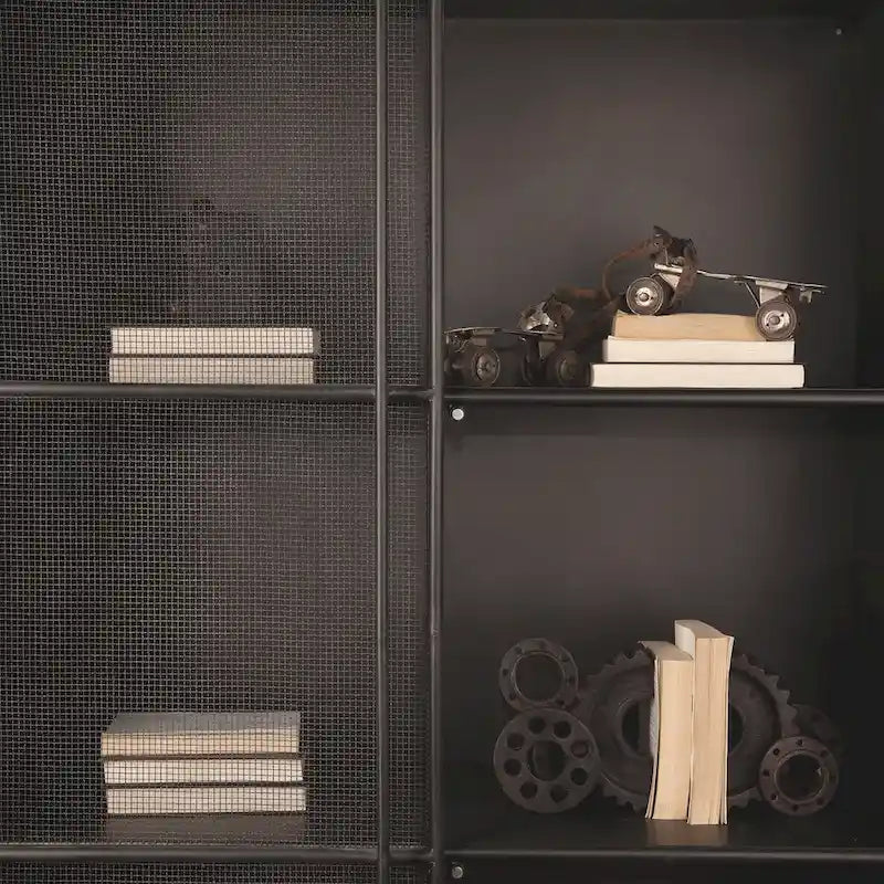 Vitrine en maille métallique polie marron foncé